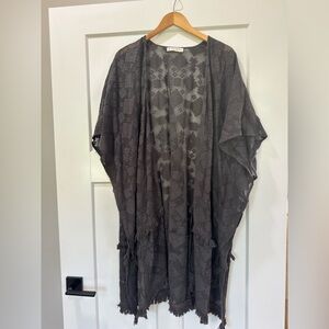 Lucky Brand Charcoal Lace Kimono Cover-Up